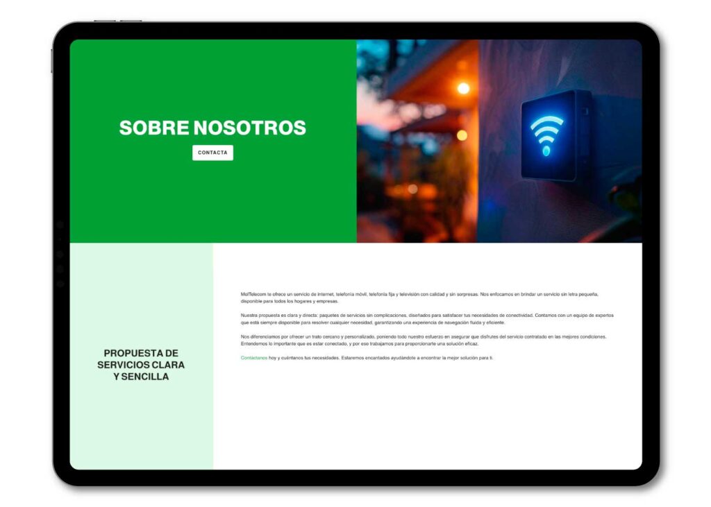 Diseño web MolTelecom telefonía e internet