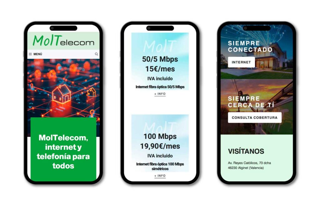 Diseño web MolTelecom telefonía e internet